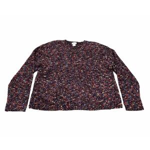 Vintage BonWorth Womens Textured Sweater Y2K Eclectic Folk Large Rainbow Holiday